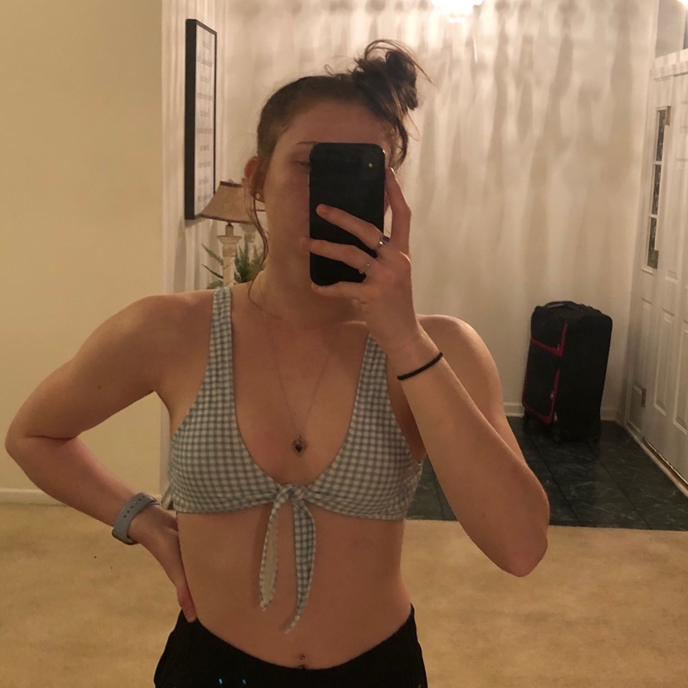 Blue Plaid Bathing Suit Top